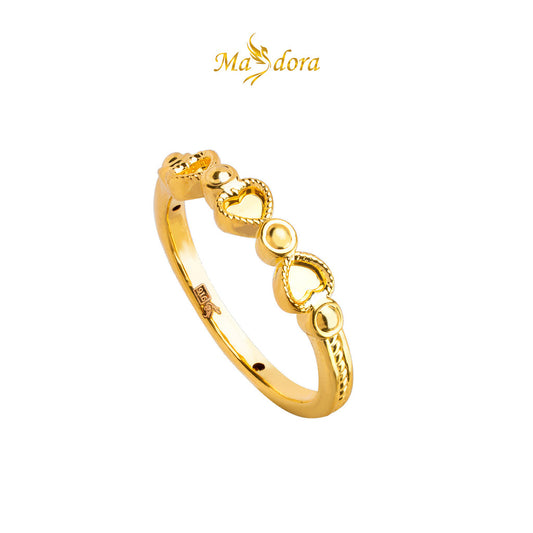 MASDORA 916 Gold Ring Rings Cincin Emas ~ HG Dotted Triple Heart (EMAS 916/22K)