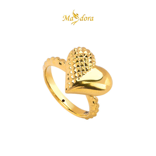 MASDORA 916 Gold Ring Rings Cincin Emas ~ HG Enormous Half Hearted (EMAS 916/22K)