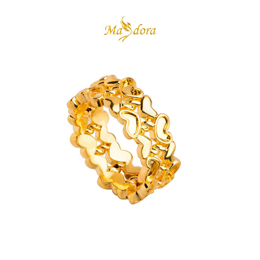 MASDORA 916 Gold Ring Rings Cincin Emas ~ HG Golden Interlaced Heart (EMAS 916/22K)