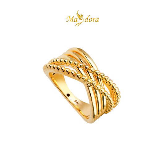 MASDORA 916 Gold Ring Rings Cincin Emas ~ HG Golden Dotted Wave (EMAS 916/22K)