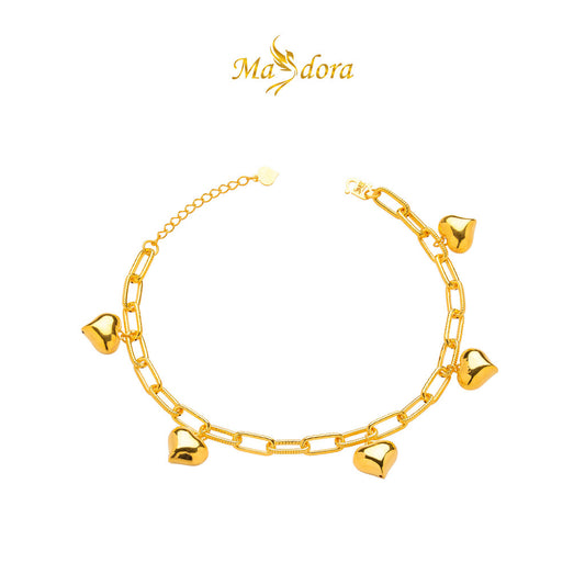 MASDORA 916 Gold Bracelet Rantai Tangan Emas ~ HG Dangling Fluffy Love Paperclip (5L) (EMAS 916/22K)