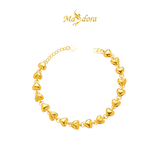 MASDORA 916 Gold Bracelet Rantai Tangan Emas ~ HG Golden Arrayed Hearts (EMAS 916/22K)