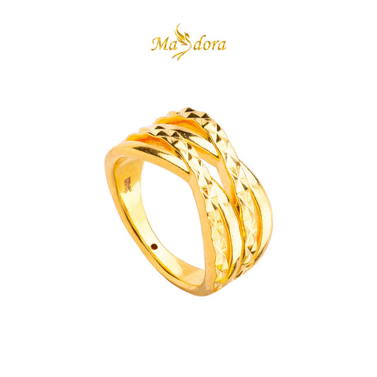 MASDORA 916 Gold Ring Rings Cincin Emas ~ HG Golden Dual Wave  (EMAS 916/22K)
