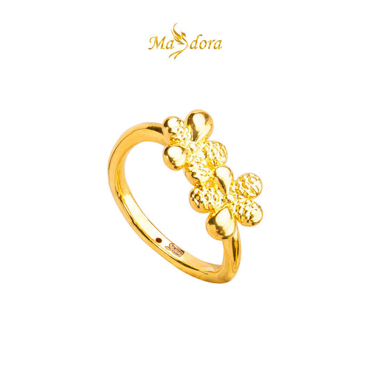 MASDORA 916 Gold Ring Rings Cincin Emas ~ HG Bubbly Double Daisy (EMAS 916/22K)