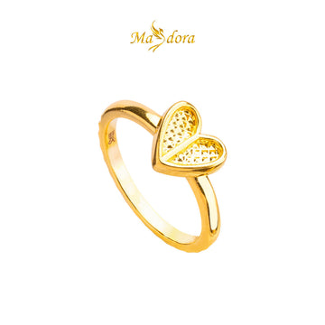 MASDORA 916 Gold Ring Rings Cincin Emas ~ HG Golden Curved Heart (EMAS 916/22K)