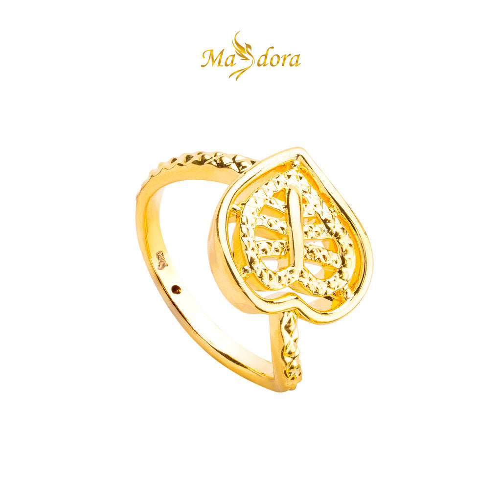 MASDORA 916 Gold Ring Rings Cincin Emas ~ HG Golden Enormous Leaf (EMAS 916/22K)