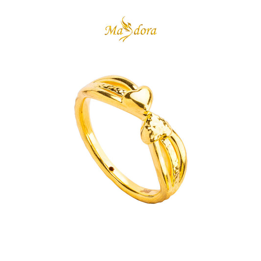 MASDORA 916 Gold Ring Rings Cincin Emas ~HG Golden Slanted Bow (EMAS 916/22K)