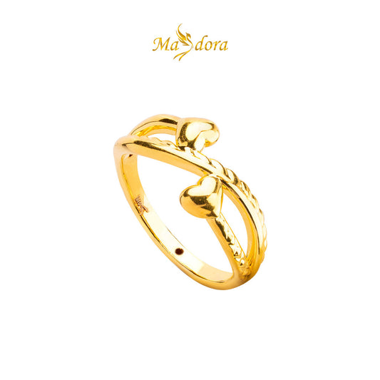 MASDORA 916 Gold Ring Rings Cincin Emas ~ HG Acute Double Love (EMAS 916/22K)