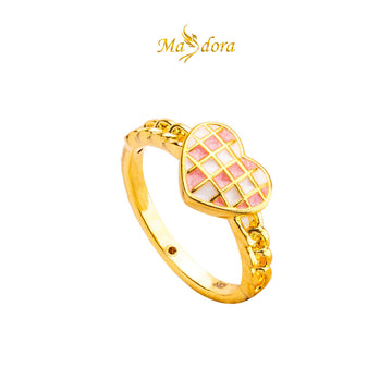MASDORA 916 Gold Ring Rings Cincin Emas ~ HG Checkered Heart (EMAS 916/22K)