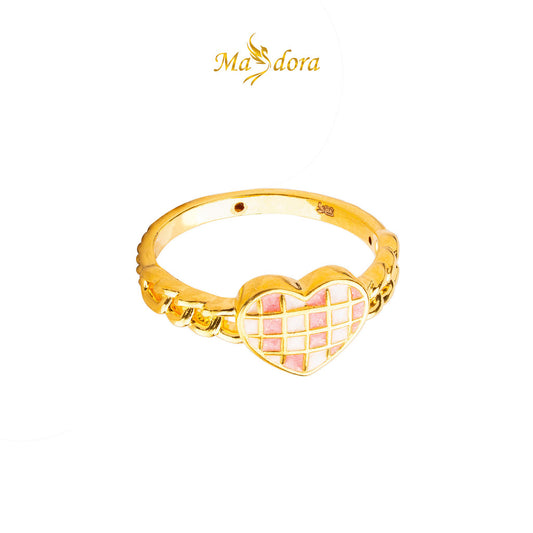 MASDORA 916 Gold Ring Rings Cincin Emas ~ HG Checkered Heart (EMAS 916/22K)