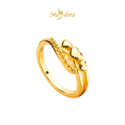 MASDORA 916 Gold Ring Rings Cincin Emas ~ HG Triple Sustained Love (EMAS 916/22K)