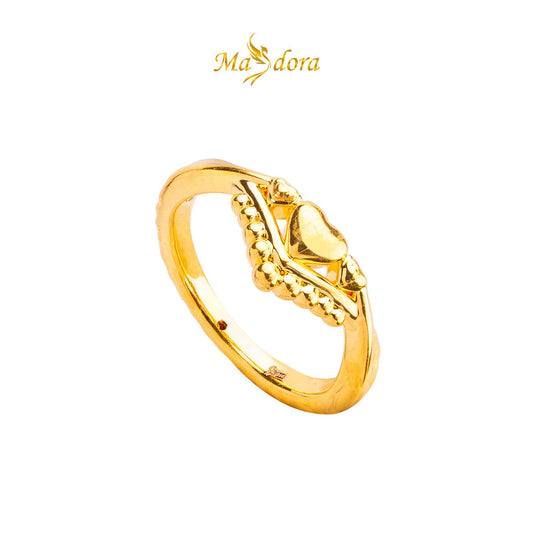 MASDORA 916 Gold Ring Rings Cincin Emas ~ HG Golden V Hearts (EMAS 916/22K)