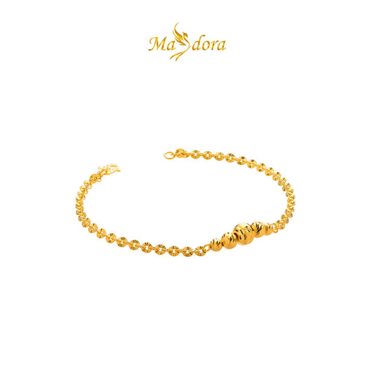 MASDORA 916 Gold Bracelet Rantai Tangan Emas ~ Shining Sauh Flower Cutting Balls (EMAS 916/22K)