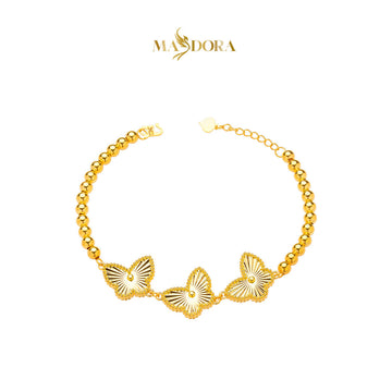 MASDORA 916 Gold Bracelet Rantai Tangan Emas ~ HG Golden Triplet Butterfly Boba (EMAS 916/22K)