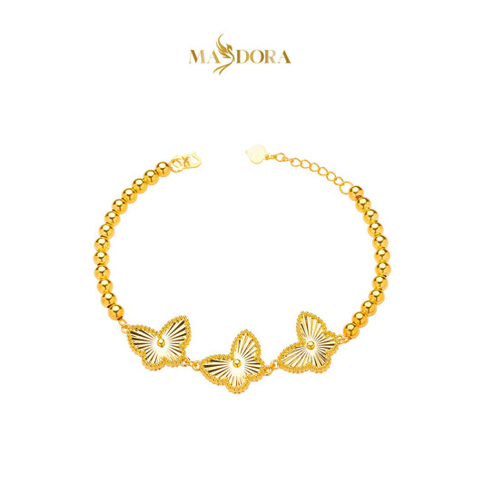 MASDORA 916 Gold Bracelet Rantai Tangan Emas ~ HG Golden Triplet Butterfly Boba (EMAS 916/22K)