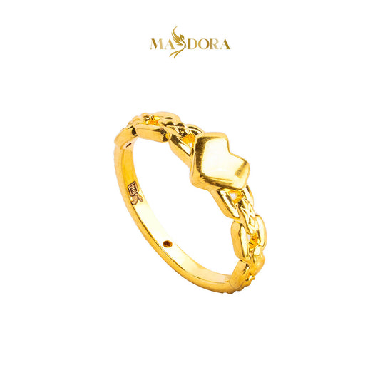 MASDORA 916 Gold Ring Rings Cincin Emas ~ HG Golden Solid Heart Chain (EMAS 916/22K)