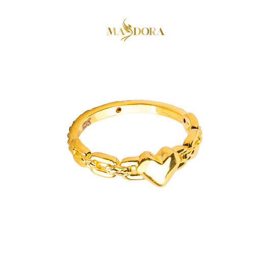 MASDORA 916 Gold Ring Rings Cincin Emas ~ HG Golden Solid Heart Chain (EMAS 916/22K)