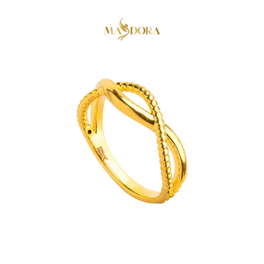 MASDORA 916 Gold Ring Rings Cincin Emas ~ HG Golden Dotted Intertwine (EMAS 916/22K)