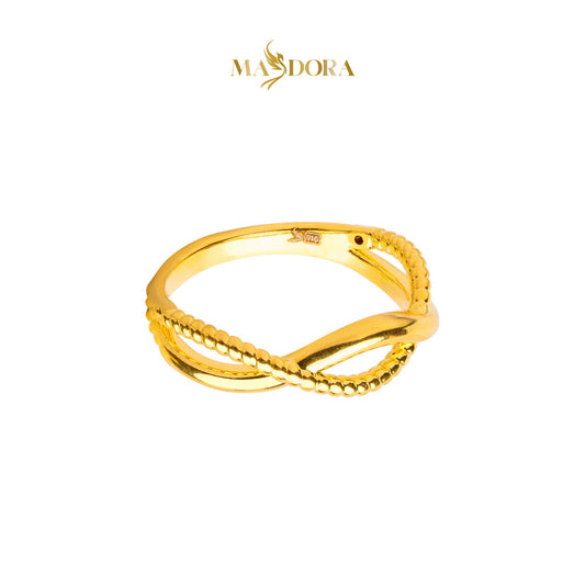 MASDORA 916 Gold Ring Rings Cincin Emas ~ HG Golden Dotted Intertwine (EMAS 916/22K)