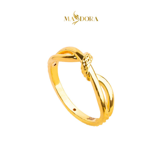 MASDORA 916 Gold Ring Rings Cincin Emas ~ HG Golden Crossed Hawser (EMAS 916/22K)