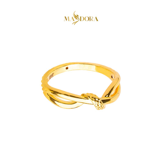 MASDORA 916 Gold Ring Rings Cincin Emas ~ HG Golden Crossed Hawser (EMAS 916/22K)