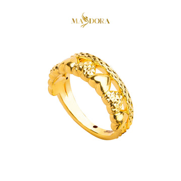 MASDORA 916 Gold Ring Rings Cincin Emas ~ HG Golden Half Diamond Hearts (EMAS 916/22K)