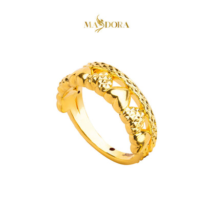 MASDORA 916 Gold Ring Rings Cincin Emas ~ HG Golden Half Diamond Hearts (EMAS 916/22K)
