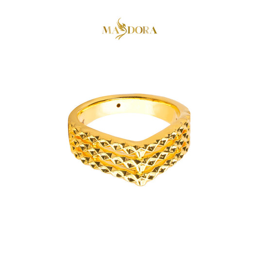 MASDORA 916 Gold Ring Rings Cincin Emas ~ HG Golden Triple V Cutting (EMAS 916/22K)
