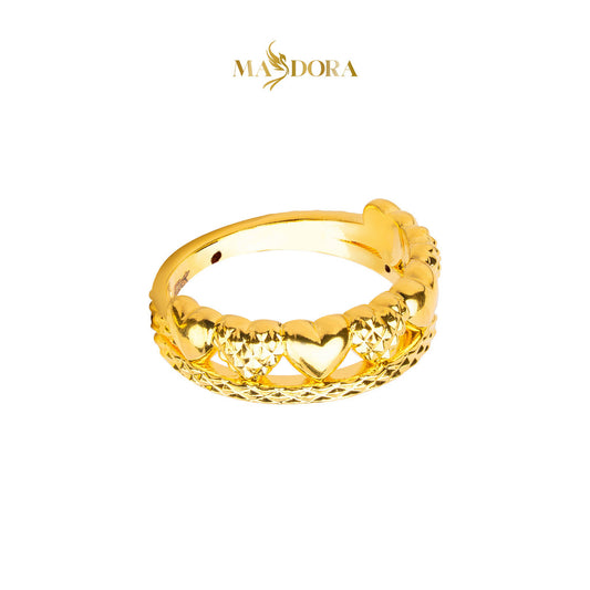 MASDORA 916 Gold Ring Rings Cincin Emas ~ HG Golden Half Diamond Hearts (EMAS 916/22K)