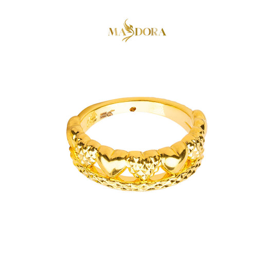 MASDORA 916 Gold Ring Rings Cincin Emas ~ HG Golden Half Diamond Hearts (EMAS 916/22K)