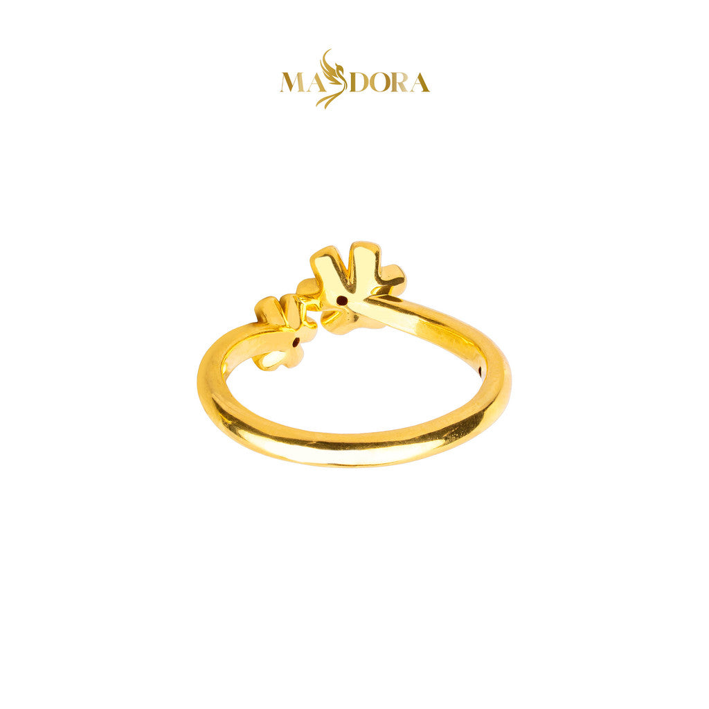 MASDORA 916 Gold Ring Rings Cincin Emas ~ HG Mini Double Trifoglio (EMAS 916/22K)