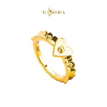 MASDORA 916 Gold Ring Rings Cincin Emas ~ HG Golden Flappy Hearts (EMAS 916/22K)