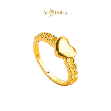 MASDORA 916 Gold Ring Rings Cincin Emas ~ HG High Polished Heart Chain (EMAS 916/22K)