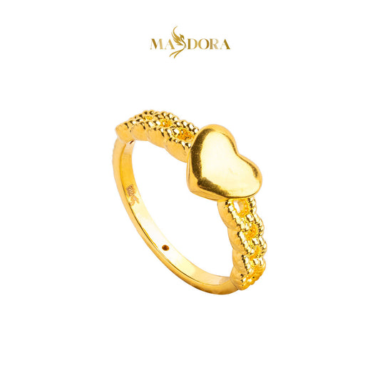 MASDORA 916 Gold Ring Rings Cincin Emas ~ HG High Polished Heart Chain (EMAS 916/22K)