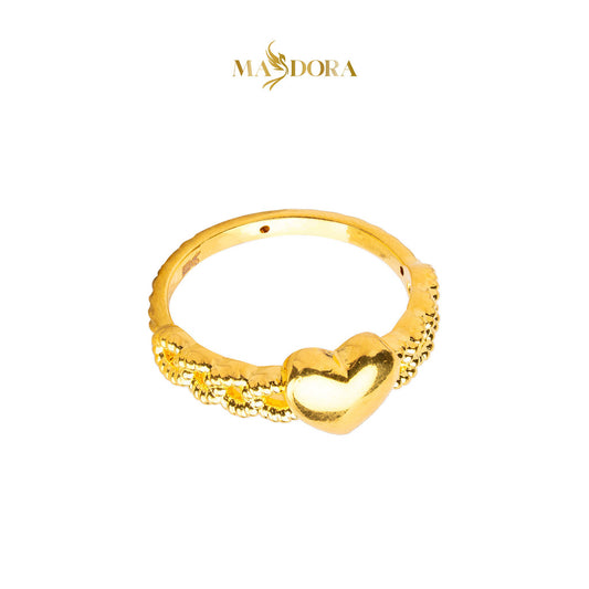 MASDORA 916 Gold Ring Rings Cincin Emas ~ HG High Polished Heart Chain (EMAS 916/22K)