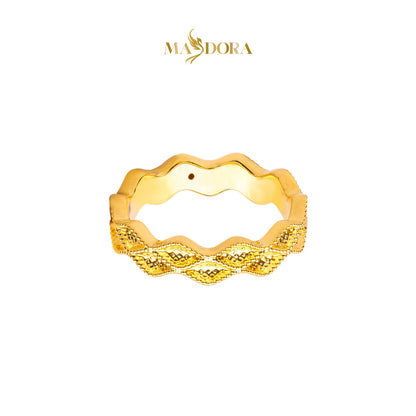 MASDORA 916 Gold Ring Rings Cincin Emas ~ HG Golden Double Ruffle (EMAS 916/22K)