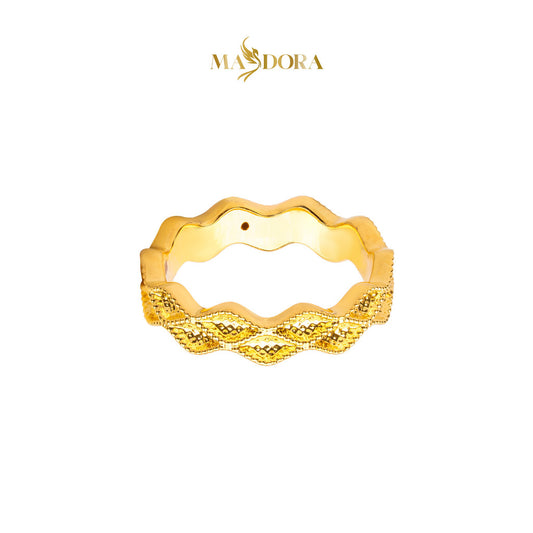 MASDORA 916 Gold Ring Rings Cincin Emas ~ HG Golden Double Ruffle (EMAS 916/22K)