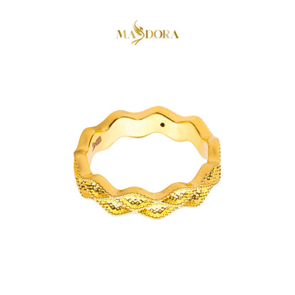 MASDORA 916 Gold Ring Rings Cincin Emas ~ HG Golden Double Ruffle (EMAS 916/22K)