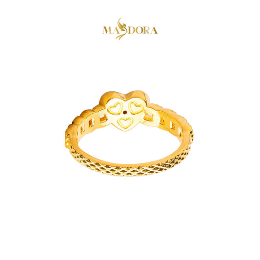 MASDORA 916 Gold Ring Rings Cincin Emas ~ HG High Polished Heart Chain (EMAS 916/22K)