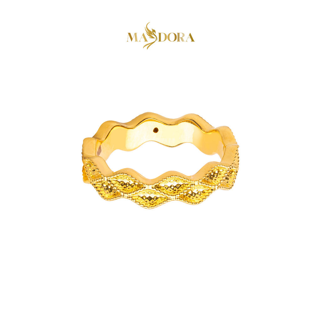 MASDORA 916 Gold Ring Rings Cincin Emas ~ HG Golden Double Ruffle (EMAS 916/22K)