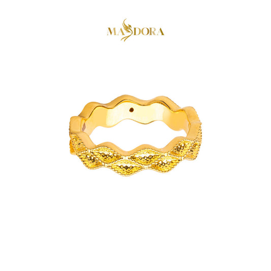 MASDORA 916 Gold Ring Rings Cincin Emas ~ HG Golden Double Ruffle (EMAS 916/22K)