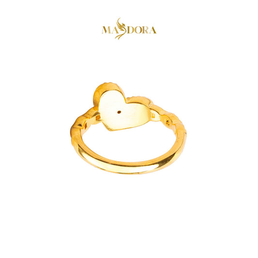MASDORA 916 Gold Ring Rings Cincin Emas ~ HG Golden Slanted Heart (EMAS 916/22K)