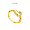 MASDORA 916 Gold Ring Rings Cincin Emas ~ HG Golden Slanted Heart (EMAS 916/22K)