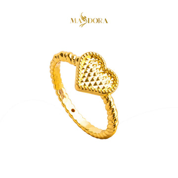 MASDORA 916 Gold Ring Rings Cincin Emas ~ HG Golden Sunken Love Cutting (EMAS 916/22K)