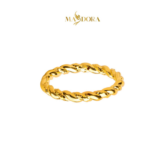 MASDORA 916 Gold Ring Rings Cincin Emas ~ Hg Golden Snarled Rope (EMAS 916/22K)