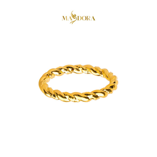 MASDORA 916 Gold Ring Rings Cincin Emas ~ Hg Golden Snarled Rope (EMAS 916/22K)