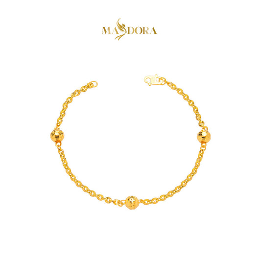 MASDORA 916 Gold Bracelet Rantai Tangan Emas ~ Shining Sauh Beaded Flower Cutting (EMAS 916/22K)