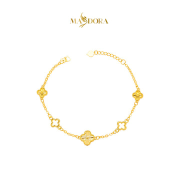 MASDORA 916 Gold Bracelet Rantai Tangan Emas ~ HG Golden Mini Gold Clover Frame (EMAS 916/22K)