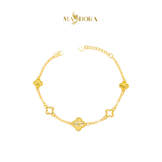 MASDORA 916 Gold Bracelet Rantai Tangan Emas ~ HG Golden Mini Gold Clover Frame (EMAS 916/22K)