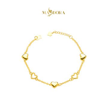 MASDORA 916 Gold Bracelet Rantai Tangan Emas ~ HG Golden Mini Shiny Love Frame (EMAS 916/22K)